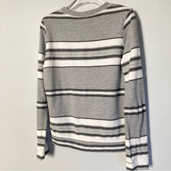 The Lady and the Sailor Black White Stripe Long Sleeve Pullover Terry Fleece - Picture 5 of 9